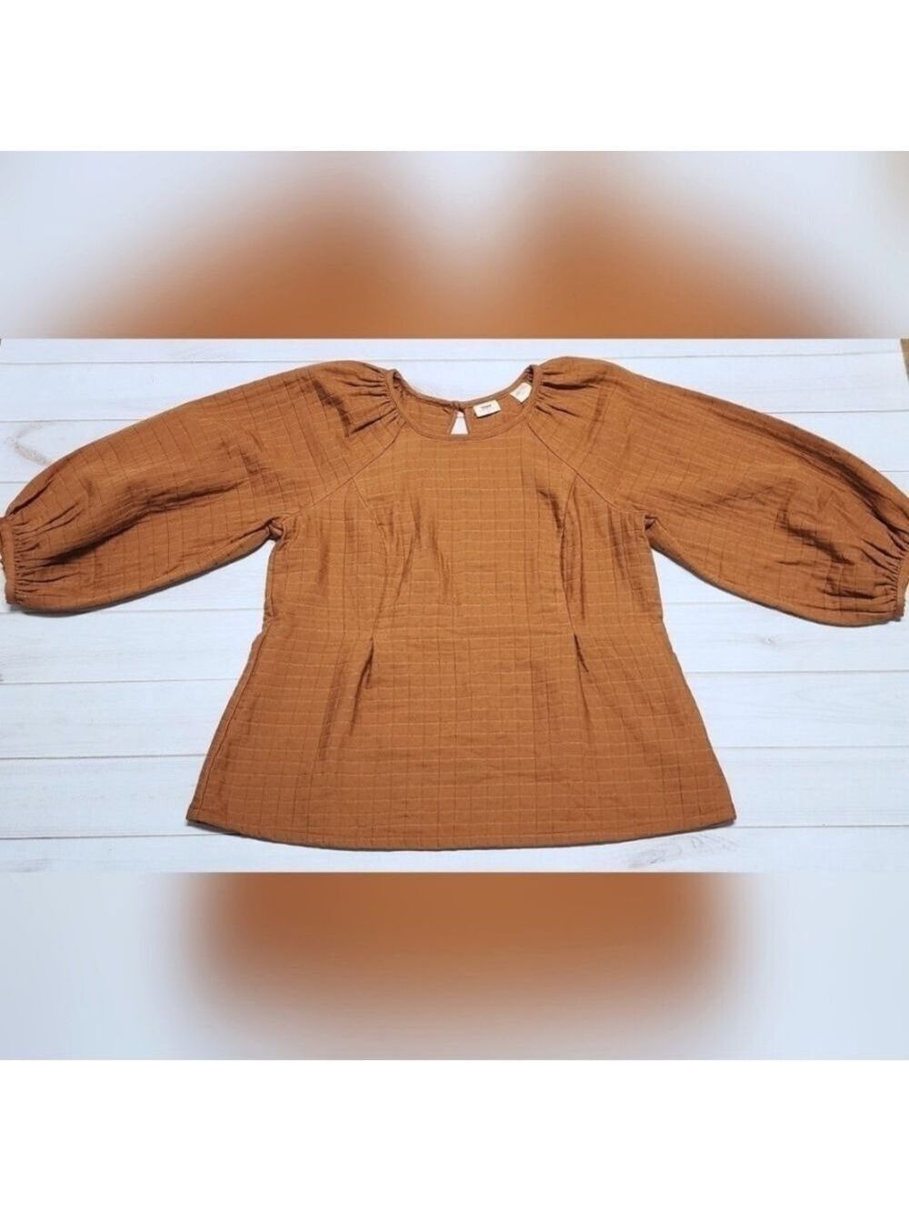 Levi's Cait Ginger Brown Puff Blouse Medium - New Without Tags